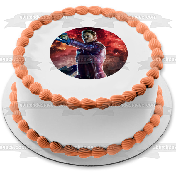 Guardians of Galaxy Gamora Star-Lord Shooting Edible Cake Topper Image ABPID15407