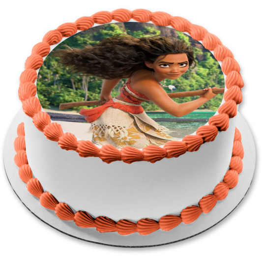 Disney Moana Trees Ocean Sand Edible Cake Topper Image ABPID15409