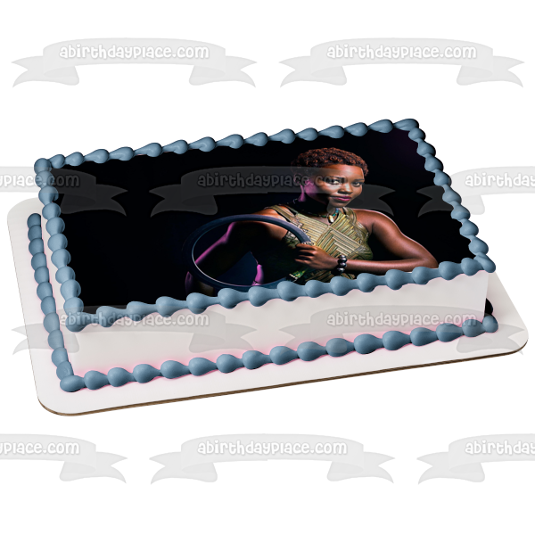 Black Panther Marvel Nakia Black Background Edible Cake Topper Image ABPID15434
