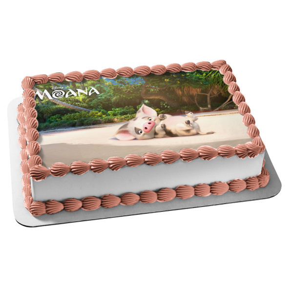 Disney Moana Pua Beach Trees Edible Cake Topper Image ABPID15444