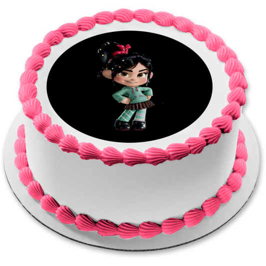Disney Wreck It Ralph Vanellope - Decoración comestible para tarta con fondo negro, imagen ABPID15251 