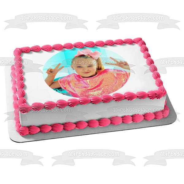Jo Jo Siwa Joelle Joanie Peace Signs Edible Cake Topper Image ABPID15279