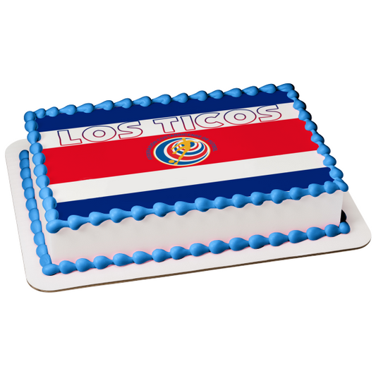 Costa Rican Football Federation Flag Logo Los Ticos Fedefutbol Edible Cake Topper Image ABPID20614