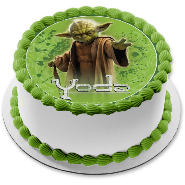 Star Wars Yoda Green Background Edible Cake Topper Image ABPID21741