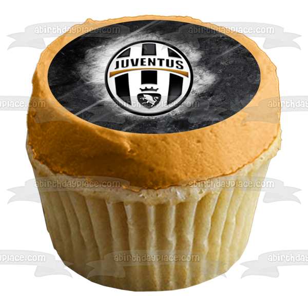 Juventus FC Soccer Club Logo Black Background Edible Cake Topper Image ...