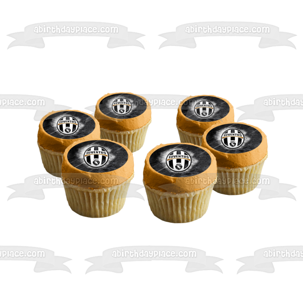 Juventus FC Soccer Club Logo Black Background Edible Cake Topper Image ...