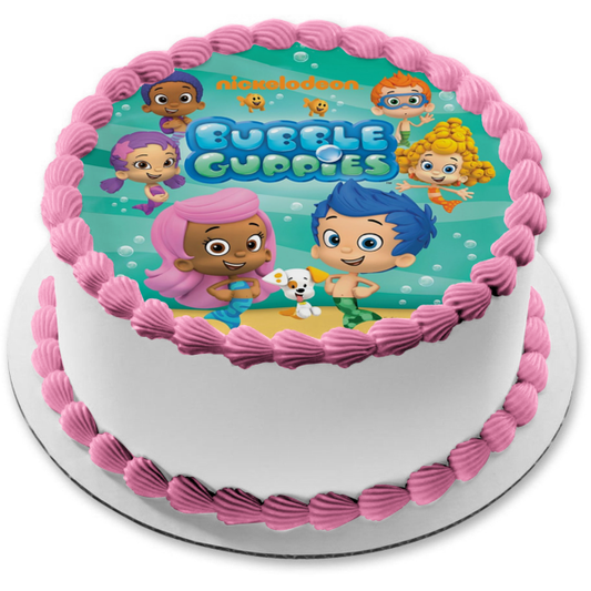 Bubble Guppies Log Gil Molly Deema Goby Oona Nonny Decoración comestible para tarta Imagen ABPID21746 