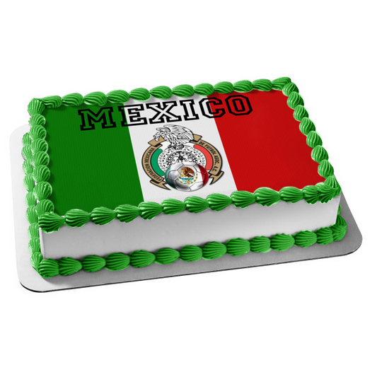 Adorno comestible para tarta con bandera de la Copa Mundial de México, imagen ABPID20649 