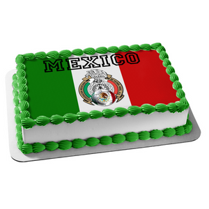 Mexico World Cup Flag Edible Cake Topper Image ABPID20649