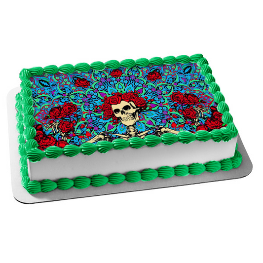 Day of the Dead Mexican Sugar Skull Edible Cake Topper Image ABPID20669