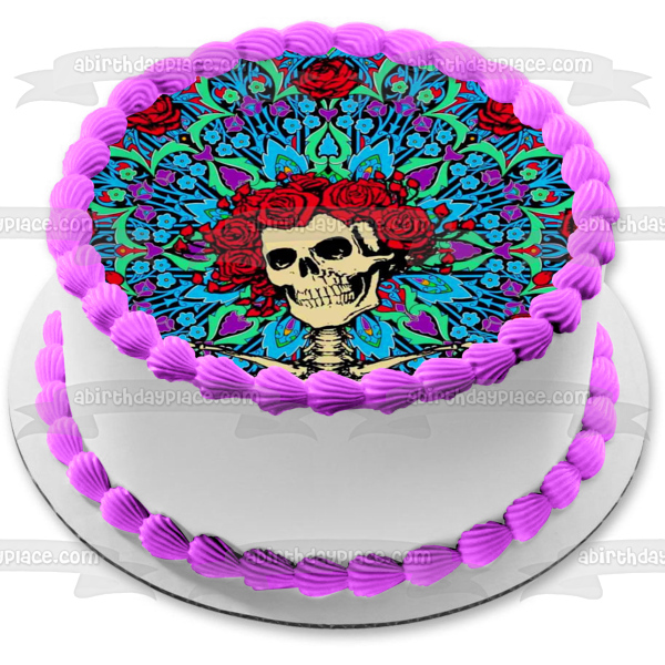 Day of the Dead Mexican Sugar Skull Edible Cake Topper Image ABPID20669