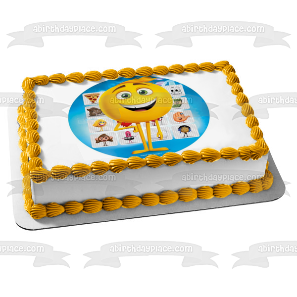 The Emoji Movie Assorted Emojis Poo Pizza Gene Jailbreak Hi-5 Mary Meh Edible Cake Topper Image ABPID21783