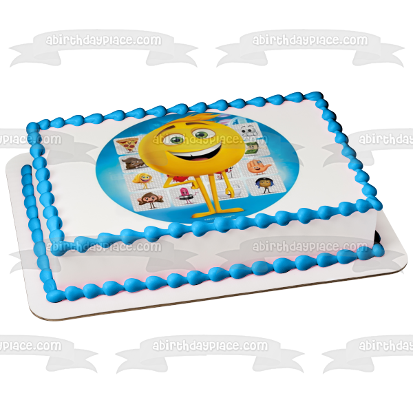 The Emoji Movie Assorted Emojis Poo Pizza Gene Jailbreak Hi-5 Mary Meh Edible Cake Topper Image ABPID21783
