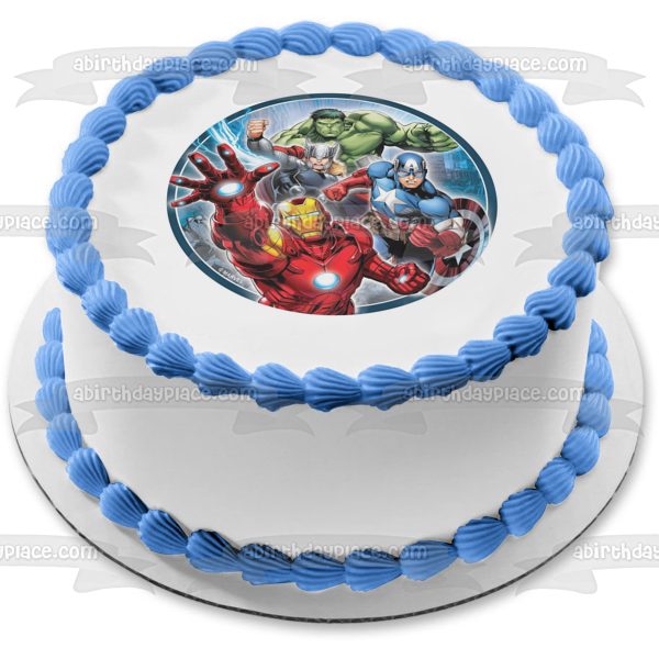 Imagen comestible para tarta de Los Vengadores, Hulk, Thor, Iron Man, Capitán América, ABPID21788 