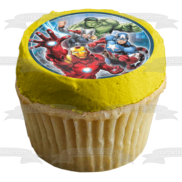 Imagen comestible para tarta de Los Vengadores, Hulk, Thor, Iron Man, Capitán América, ABPID21788 