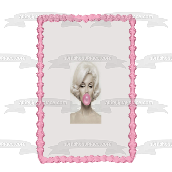 Marilyn Monroe Blowing a Gum Bubble Edible Cake Topper Image ABPID22014