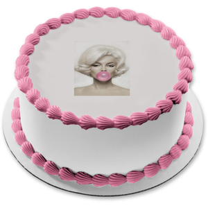 Marilyn Monroe Blowing a Gum Bubble Edible Cake Topper Image ABPID22014