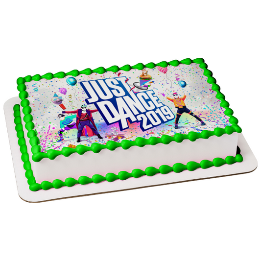 Just Dance 2019 Dancers Balloons Streamers Confetti Edible Cake Topper Image ABPID21811