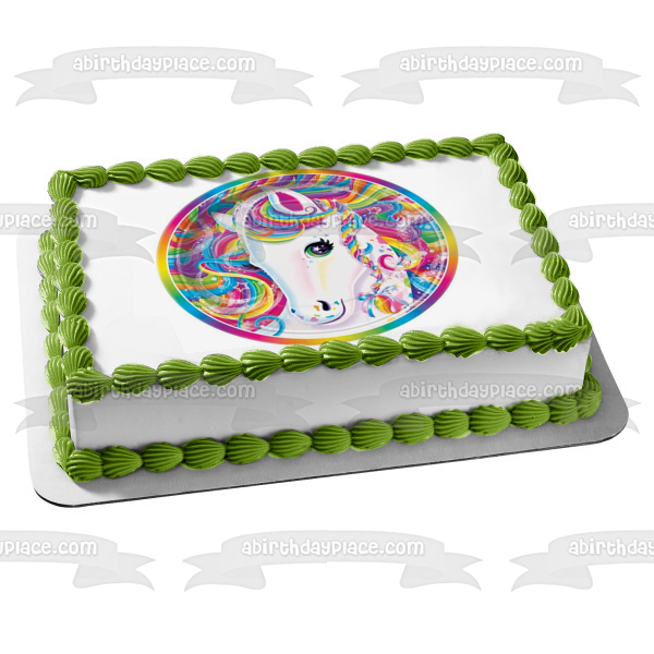 Unicorn Rainbow Hair Edible Cake Topper Image ABPID22036