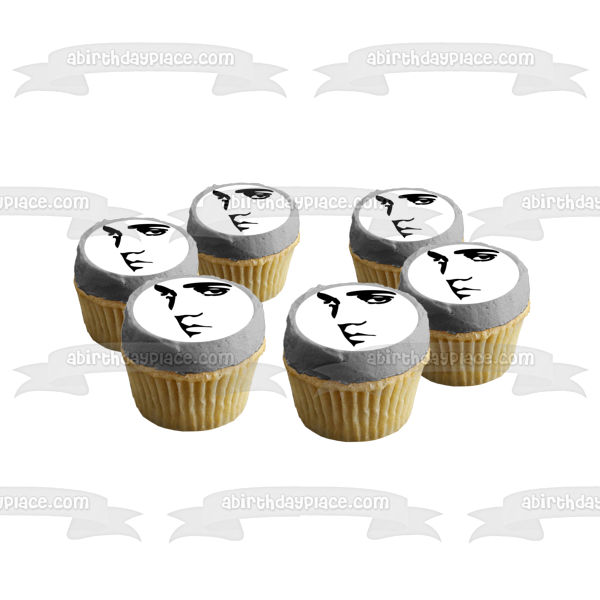 Elvis Presley Black and White Face Profile Edible Cake Topper Image ABPID22051