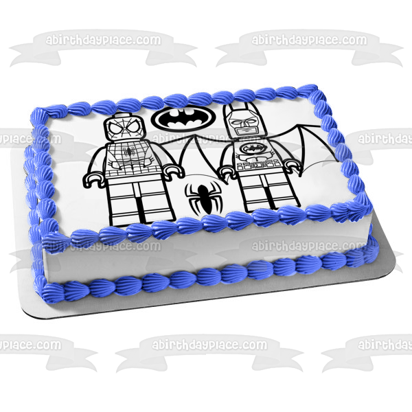 Marvel Spider-Man Batman and Logos Black and White Edible Cake Topper Image ABPID22068