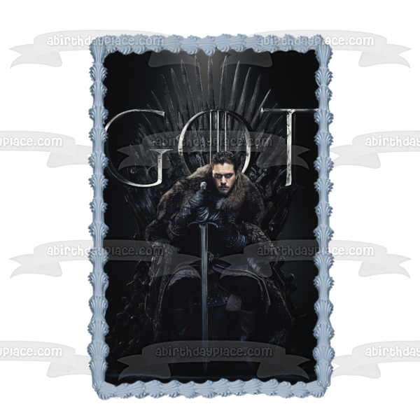 Game of Thrones Jon Snow the Final Season Black Angel Wings Edible Cake Topper Image ABPID22081