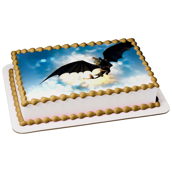 How to Train Your Dragon Toothless Hiccup Flying Edible Cake Topper Image ABPID22094