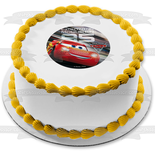 Disney Cars 3 Lightening McQueen Racing Edible Cake Topper Image ABPID22109