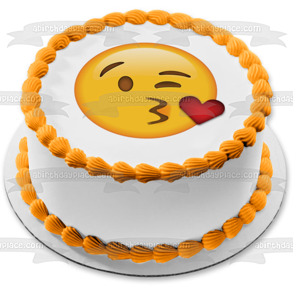 Kiss Emoji Heart Edible Cake Topper Image ABPID21900