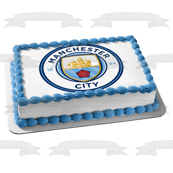 Manchester City Football Club Logo Soccer Edible Cake Topper Image ABPID22147