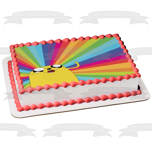 Adventure Time Jake the Dog Rainbow Background Edible Cake Topper Image ABPID22172