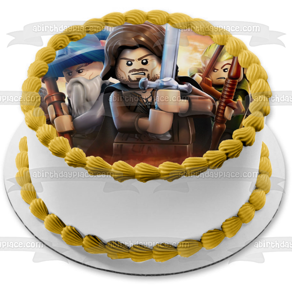 LEGO Lord of the Rings Gandalf Gollum Bilbo Thrane Gloin Edible Cake Topper Image ABPID22342