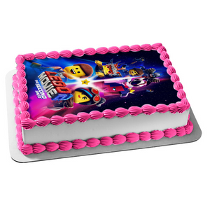 The LEGO Movie 2 the Second Part Emmet Wyldstyle Batman Rex Outer Space Edible Cake Topper Image ABPID21979