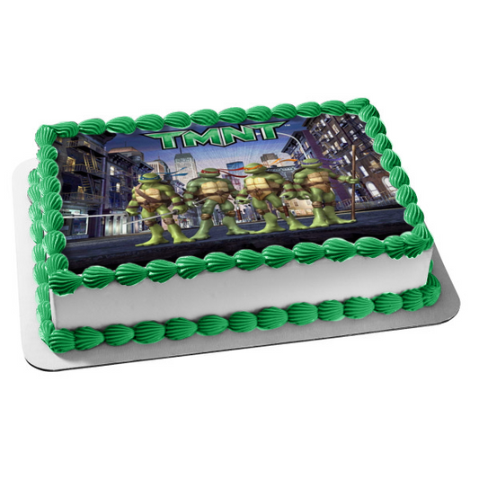 Tortugas Ninja Mutantes Adolescentes Donatello Michaelangelo Leonardo Raphael Tmnt Armas Dibujadas Adorno Comestible Para Pastel Imagen ABPID22374 
