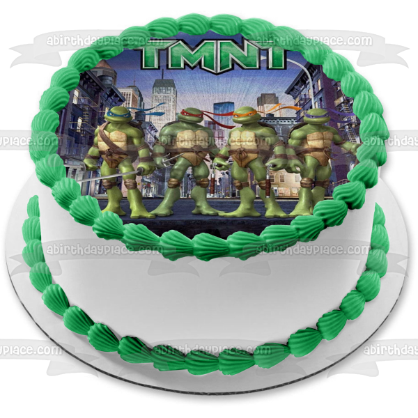 Teenage Mutant Ninja Turtles Donatello Michaelangelo Leonardo Raphael Tmnt Weapons Drawn Edible Cake Topper Image ABPID22374