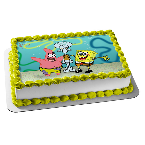 SpongeBob SquarePants Patrick Squidword Bikini Bottom Edible Cake Topper Image ABPID23503