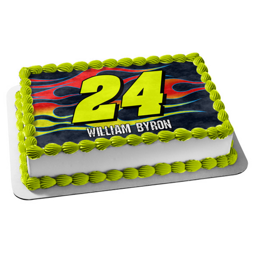 Nascar William Byron 24 Flames Logo comestible decoración para tarta imagen ABPID22402 