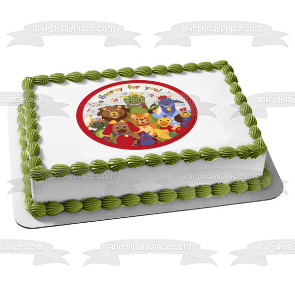 Baby Einstein Party Bard the Dragon Neptune the Turtle Happy Birthday Godzilla the Dog Issac the Lion Edible Cake Topper Image ABPID24326
