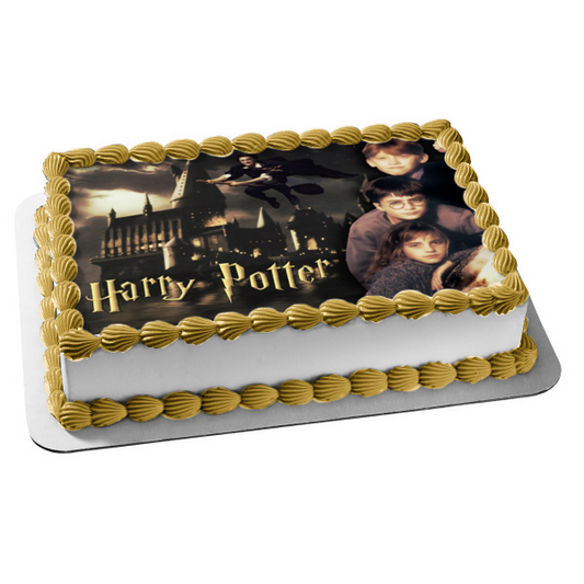 Harry Potter Hermione Granger Ron Weasley Castillo de Hogwarts Adorno comestible para tarta Imagen ABPID24365 