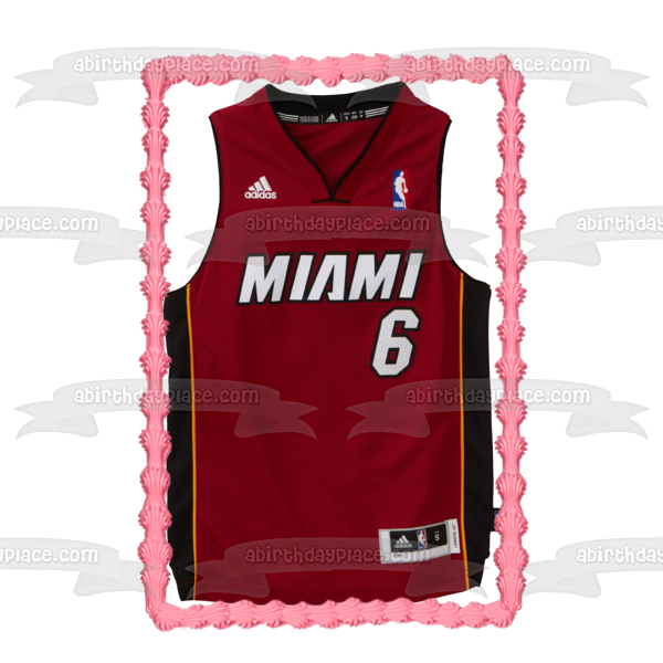 NBA Miami Heat Basketball 2012 Jersey Number 6 Edible Cake Topper Image ABPID24386