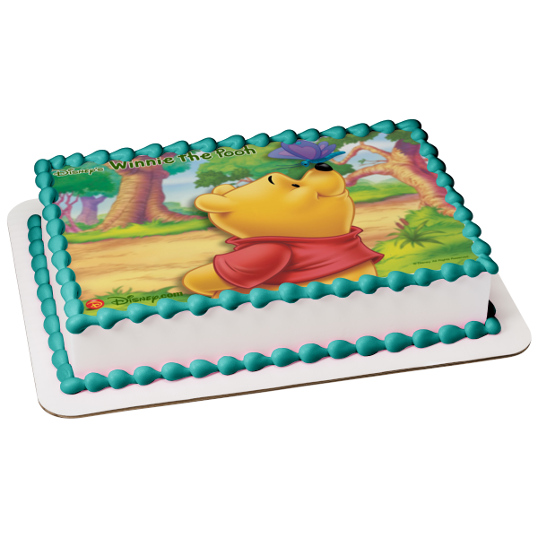 Disney Winnie the Pooh Butterfly Trees Background Edible Cake Topper Image ABPID24453