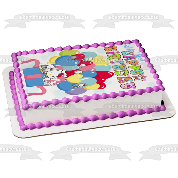 Hello Kitty and Friends Happy Birthday Balloons Present Charmmy Kitty Edible Cake Topper Image ABPID24297