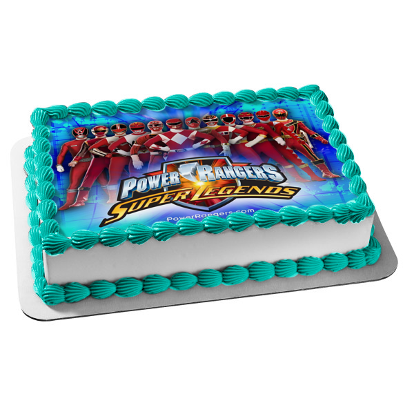 Mighty Morphin 2 Power Rangers Super League Edible Cake Topper Image ABPID25008