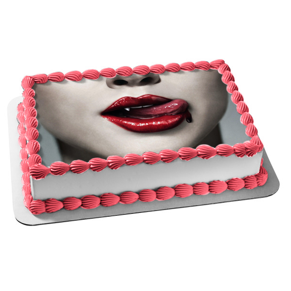True Blood Season One Cover Fangs Licking Blood Edible Cake Topper Image ABPID27007