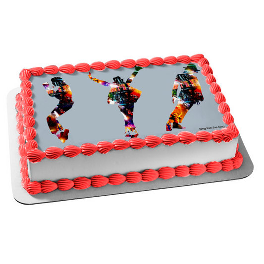 Michael Jackson Dancing Colorful Silhouettes Edible Cake Topper Image ABPID26858