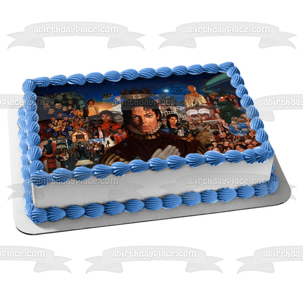 Michael Jackson King of Pop Crown Various Pictures Edible Cake Topper Image ABPID26859