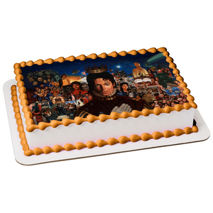 Michael Jackson King of Pop Crown Various Pictures Edible Cake Topper Image ABPID26859