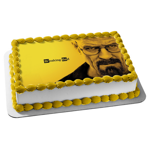Breaking Bad Walter White Yellow Background Edible Cake Topper Image ABPID27022