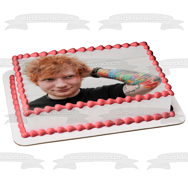 Ed Sheeran Smiling Tattoos Edible Cake Topper Image ABPID26866