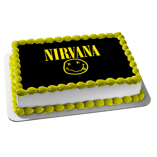 Nirvana Smiley Face Logo Edible Cake Topper Image ABPID26872